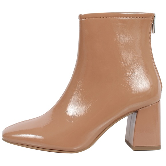 Camel Square Toe High Top Mid Block Heel Ankle Boo - Picture 3 of 6